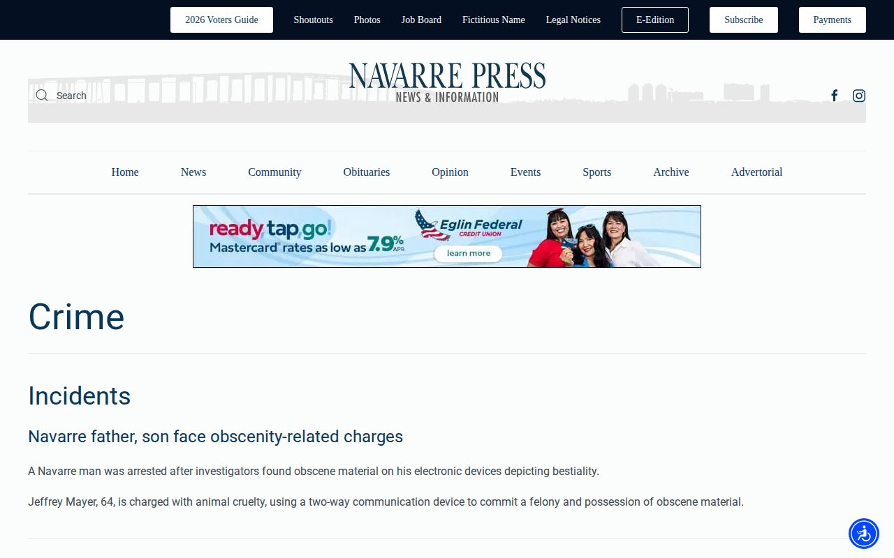 Santa Rosa County crime news and arrest reports from Navarre Press